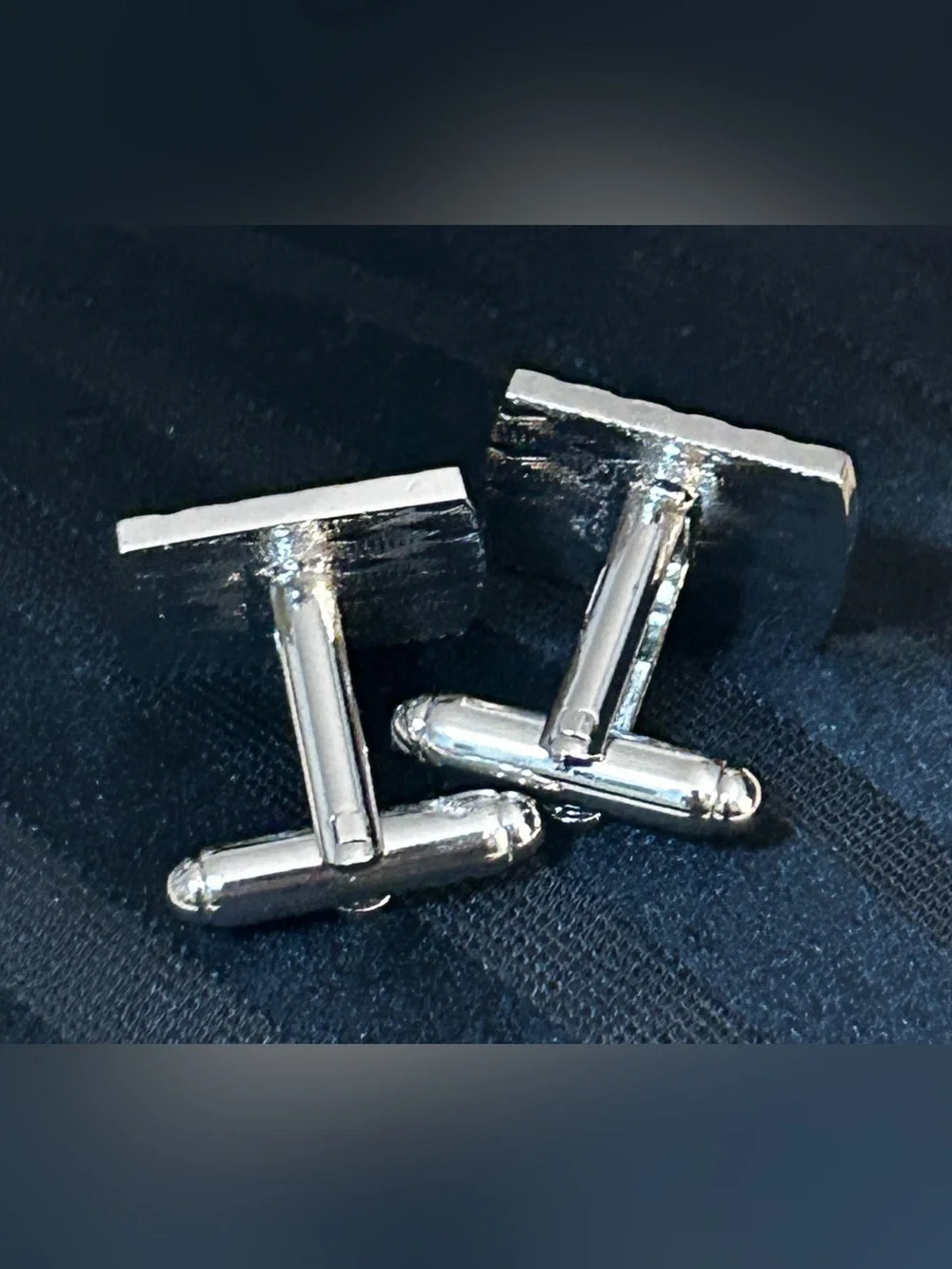 Silver Ribbed Men’s Cufflinks - Classic Metal Finish